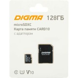 Карта памяти 128Gb MicroSD Digma + SD адаптер (DGFCA128A01)