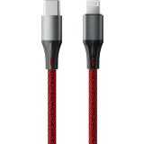 Кабель USB Type-C - Lightning, 1м, Accesstyle CL30-F100M Black/Red