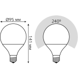 Светодиодная лампочка Gauss G95 3000K (16 Вт, E27) (105102116)