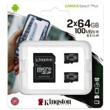 Карта памяти 64Gb MicroSD Kingston Canvas Select Plus + SD адаптер (SDCS2/64GB-2P1A)