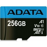 Карта памяти 256Gb MicroSD ADATA Premier + SD адаптер  (AUSDX256GUICL10A1-RA1)