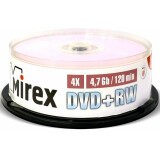 Диск DVD+RW Mirex 4.7Gb 4x Cake Box (25шт) (202592)