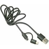 Кабель USB - microUSB/Lightning, 0.9м, PQI PQI-iCABLE-DuPlug90-BK (6PCG-008R0020A)