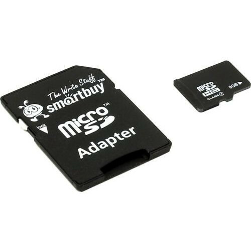 Карта памяти 8Gb MicroSD SmartBuy + SD адаптер (SB8GBSDCL4-01)