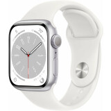 Умные часы Apple Watch Series 8 41mm Silver Aluminum Case with White Sport Band M/L (MP6M3LL/A)