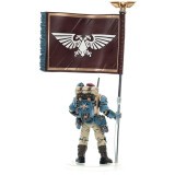 Фигурка JOYTOY Warhammer 40K Astra Militarum Tempestus Scions Command Squad 55th Kappic Eagles Banner Bearer (JT5130)