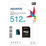 Карта памяти 512Gb MicroSD ADATA + SD адаптер (AUSDX512GUICL10A1-RA1)