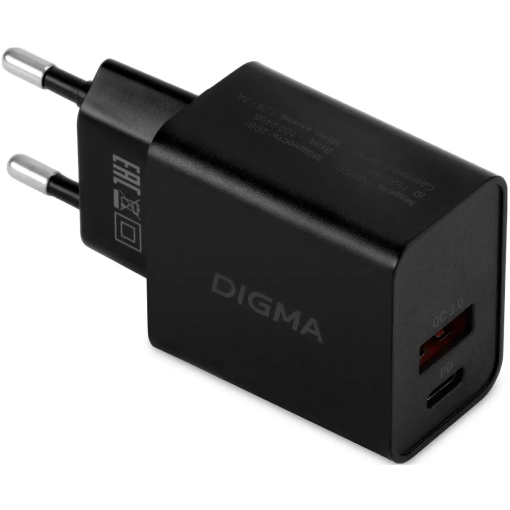 Сетевое зарядное устройство Digma DGW2D Black - DGW2D0F110BK