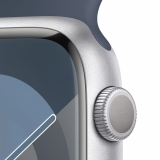 Умные часы Apple Watch Series 9 45mm Silver Aluminum Case with Storm Blue Sport Band S/M (MR9D3LL/A)