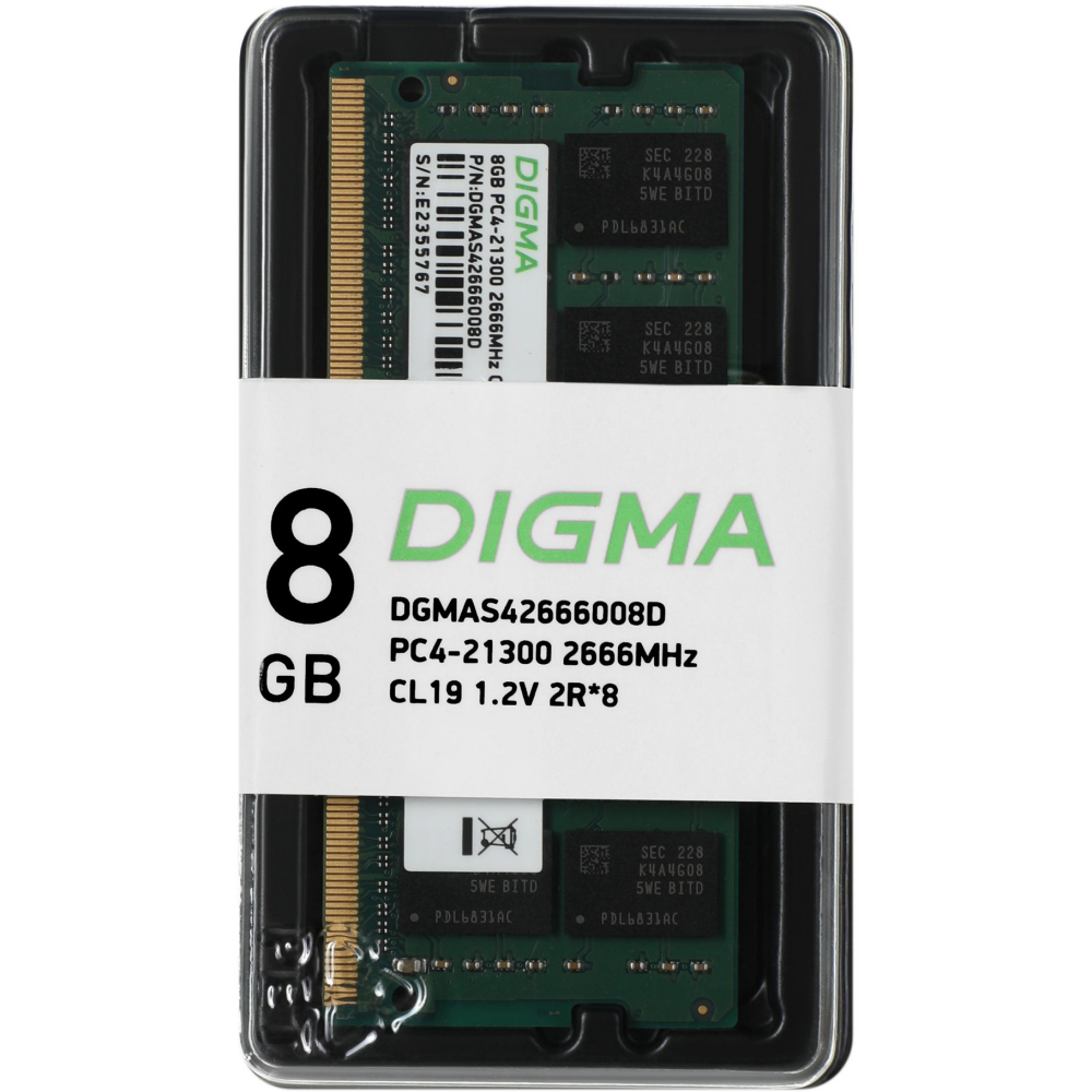 Оперативная память 8Gb DDR4 2666MHz Digma SO-DIMM (DGMAS42666008D)