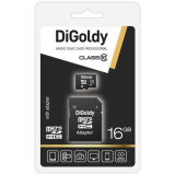 Карта памяти 16Gb MicroSD Digoldy + SD адаптер (DG016GCSDHC10-AD)