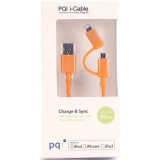 Кабель USB - microUSB/Lightning, 0.9м, PQI PQI-iCABLE-DuPlug90-OR (6PCG-008R0019A)