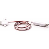 Кабель USB - microUSB/Lightning/Apple 30-pin, 1м, Gmini mCable GM-MEL400FL White/Red (GM-MEL400FLWR)