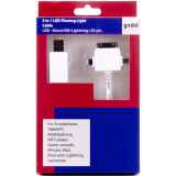 Кабель USB - microUSB/Lightning/Apple 30-pin, 1м, Gmini mCable GM-MEL400FL White/Blue (GM-MEL400FLWBL)