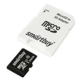 Карта памяти 256Gb MicroSD SmartBuy + SD адаптер (SB256GBSDU1A-AD)