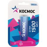 Аккумулятор КОСМОС KOC18650Li-ion15UBL1 (18650, 1500mAh, 1 шт.)
