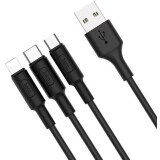 Кабель USB - microUSB/USB Type-C/Lightning, 1м, HOCO X25 Black (HC-80169)