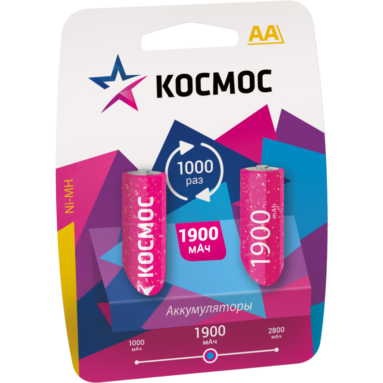 Аккумулятор КОСМОС KOCR6NIMH1900MAH2BL (AA, 1900mAh, 2 шт.)