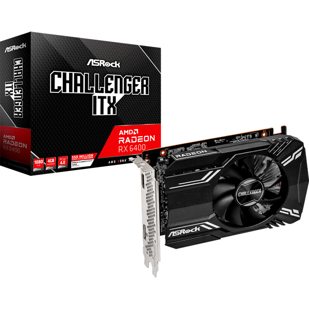 Купить видеокарту AMD Radeon RX 6400 ASRock Challenger ITX 4Gb
