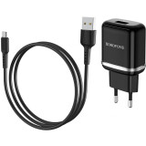 Сетевое зарядное устройство Borofone BA36A Hight Speed Black + MicroUSB Cable (6931474715982)