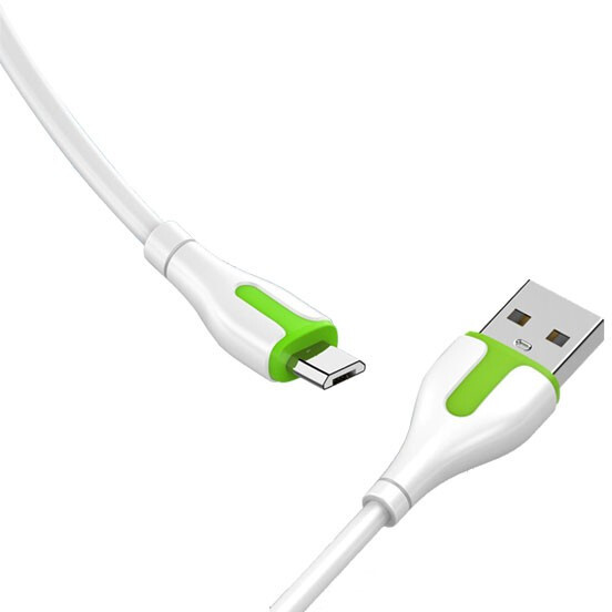 Кабель USB A (M) - microUSB B (M), 1м, LDNIO LS571 White/Green - LD_C3812