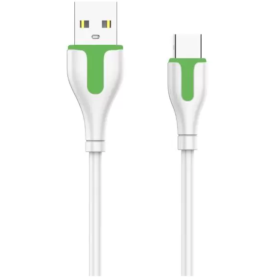 Кабель USB - USB Type-C, 1м, LDNIO LS571 White/Green - LD_C3814