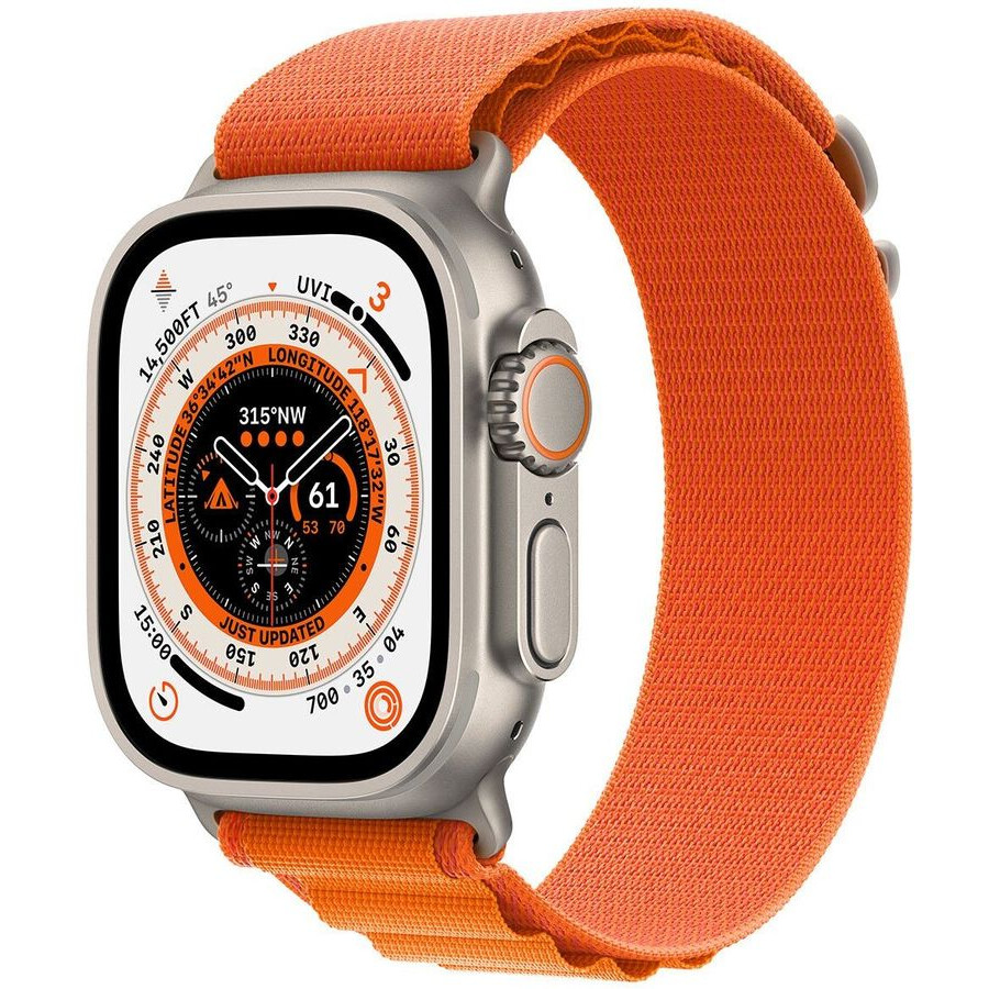 Умные часы Apple Watch Ultra 49mm Titanium Case with Orange Alpine Loop M (MQEU3LL/A)