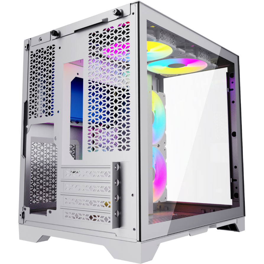 Корпус POWERCASE Vision Micro. POWERCASE Vision Micro White CVWM-l4. Корпус POWERCASE Vision White. Корпус POWERCASE Vision Micro, White, Tempered Glass, 4х 120mm 5-Color Fan, белый, MATX (CVWM-l4).