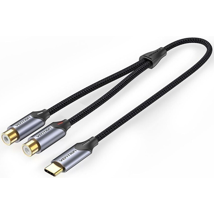 Кабель USB Type-C - 2x RCA (F), 1м, Vention BGVHF