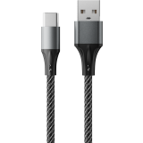 Кабель USB - USB Type-C, 1м, Accesstyle AC30-F100M Black/Grey