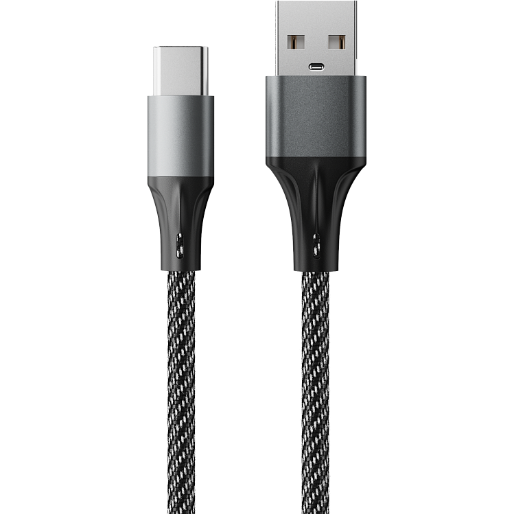 Кабель USB - USB Type-C, 1м, Accesstyle AC30-F100M Black/Grey