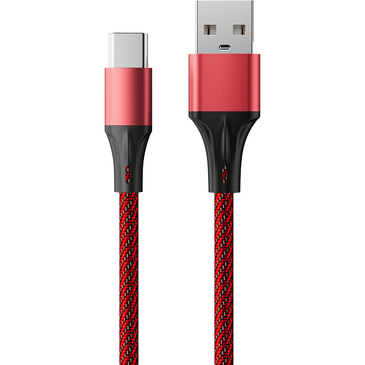 Кабель USB - USB Type-C, 1м, Accesstyle AC30-F100M Black/Red