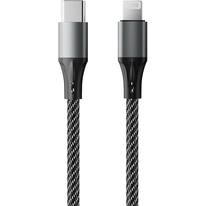 Кабель USB Type-C - Lightning, 1м, Accesstyle CL30-F100M Black/Grey