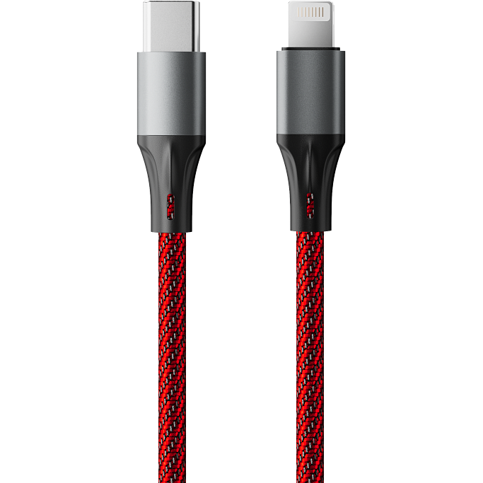 Кабель USB Type-C - Lightning, 1м, Accesstyle CL30-F100M Black/Red