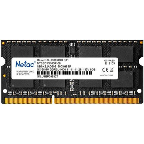 Оперативная память 8Gb DDR-III 1600MHz Netac SO-DIMM (NTBSD3N16SP-08) OEM