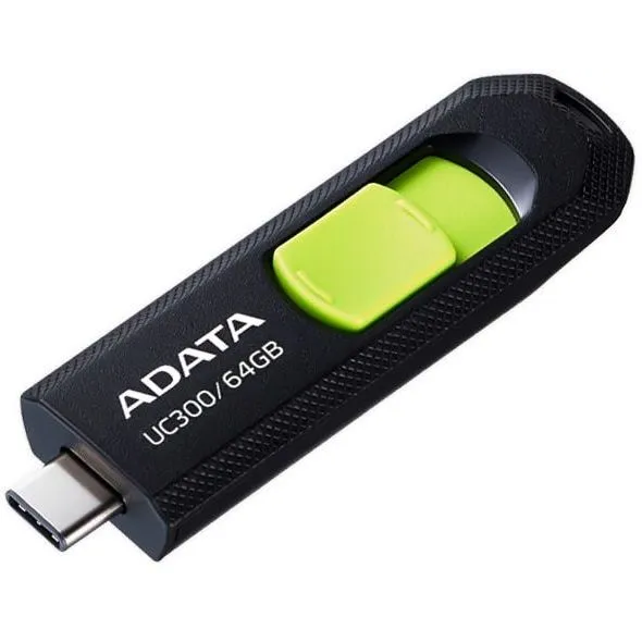 USB Flash накопитель 64Gb ADATA UC300 Black/Green - ACHO-UC300-64G-RBK/GN