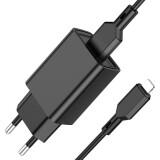 Сетевое зарядное устройство Borofone BA68A Glacier Black + Lightning Cable (6974443385687)