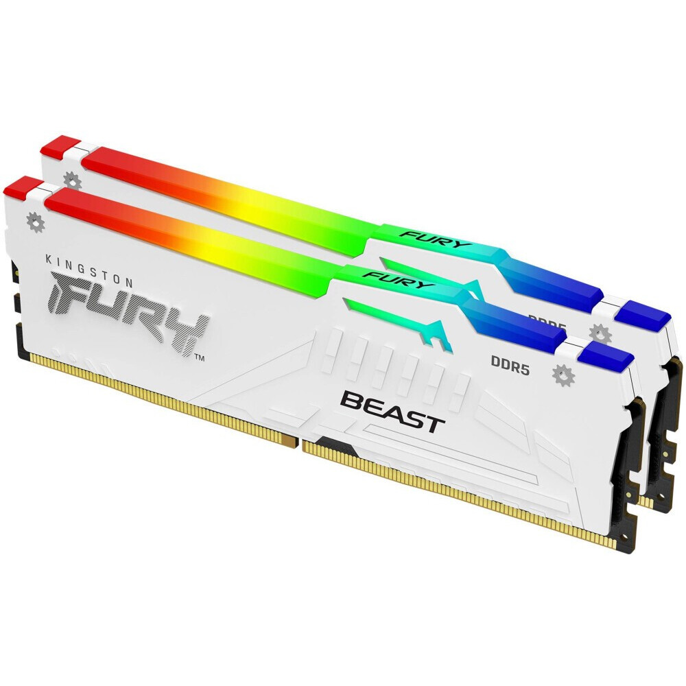 Оперативная память 32Gb DDR5 5600MHz Kingston Fury Beast White RGB (KF556C36BWEAK2-32) (2x16Gb KIT)