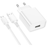 Сетевое зарядное устройство Borofone BA74A White + MicroUSB Cable (6974443388664)