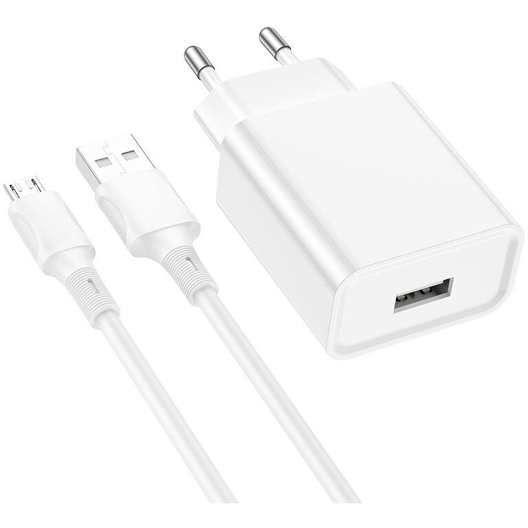 Сетевое зарядное устройство Borofone BA74A White + MicroUSB Cable - 6974443388664