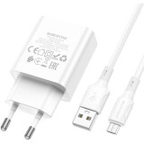 Сетевое зарядное устройство Borofone BA74A White + MicroUSB Cable (6974443388664)