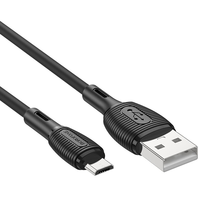 Кабель USB A (M) - microUSB B (M), 1м, Borofone BX86 Black - 6974443388800