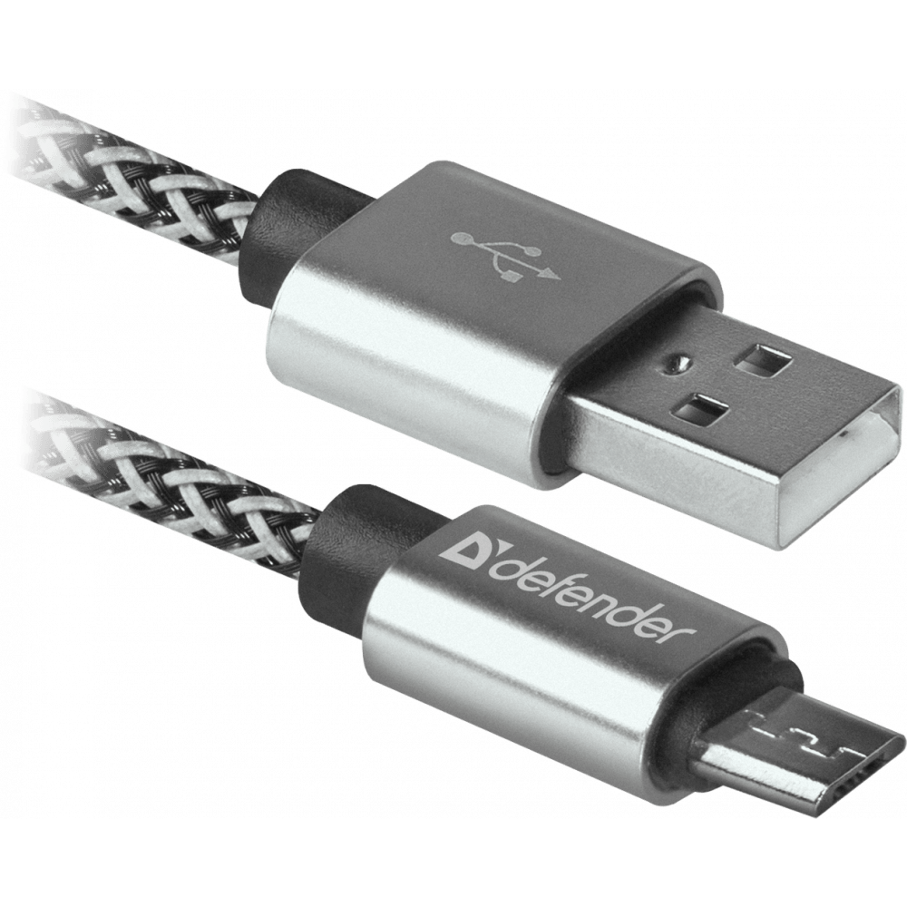 Кабель USB A (M) - microUSB B (M), 1м, Defender USB08-03T White - 87803