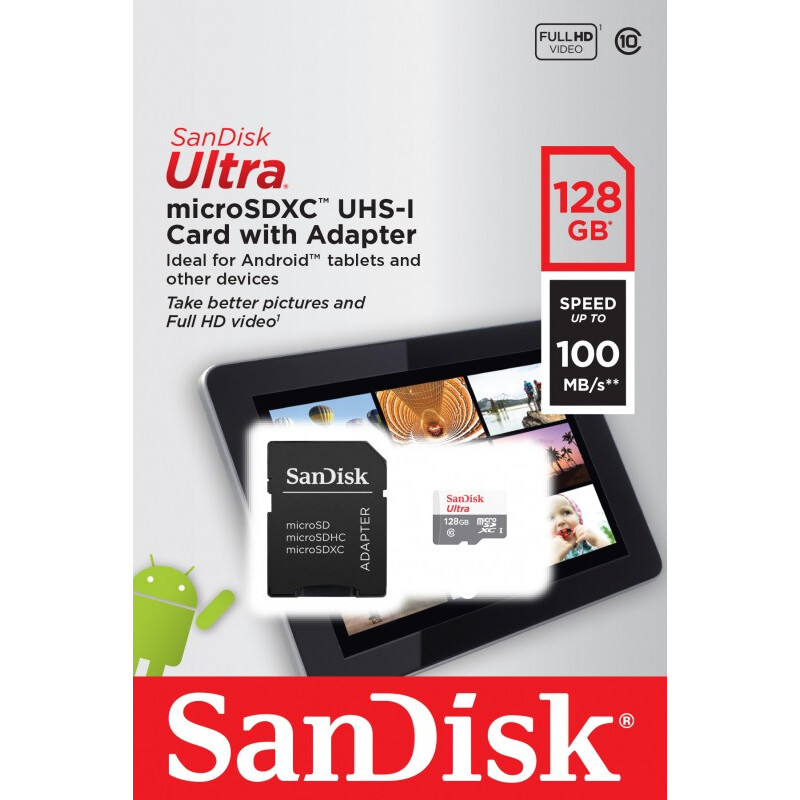 Карта памяти sandisk ultra 128 гб sdsqunr 128g gn6mn