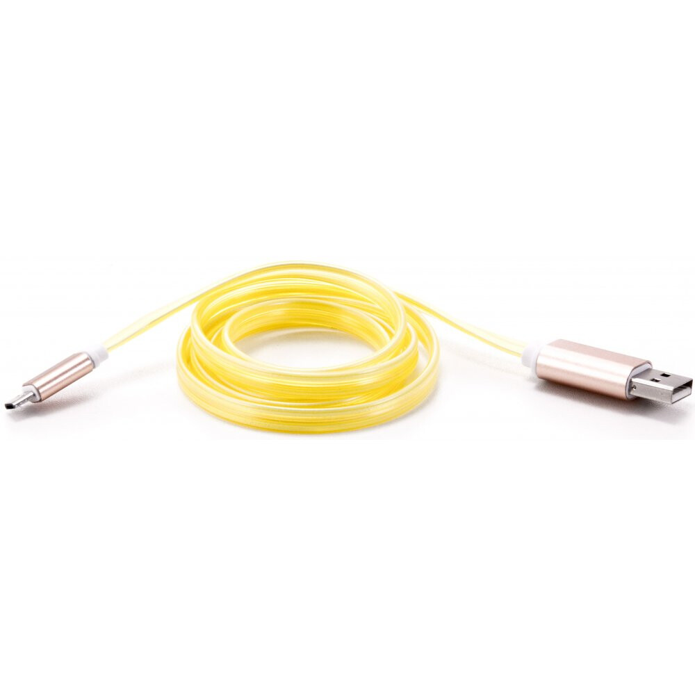 Кабель USB A (M) - microUSB B (M), 1м, Gmini GM-MEL200FLAT Yellow - GM-MEL200FLATY