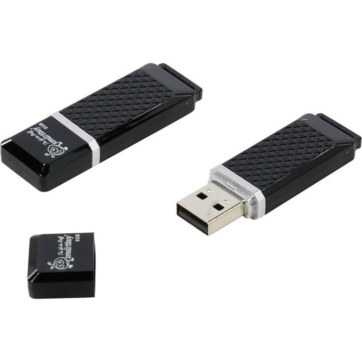 USB Flash накопитель 8Gb SmartBuy Quartz Black (SB8GBQZ-K)