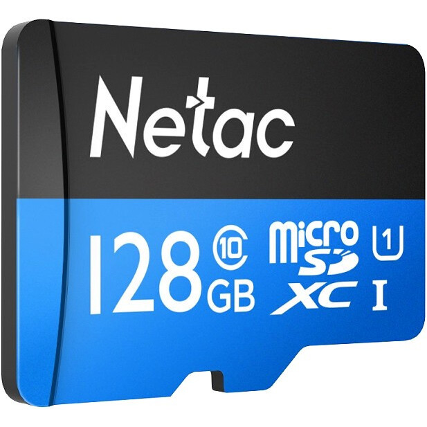 Карта памяти 128Gb MicroSD Netac P500 Standard + SD адаптер (NT02P500STN-128G-R)