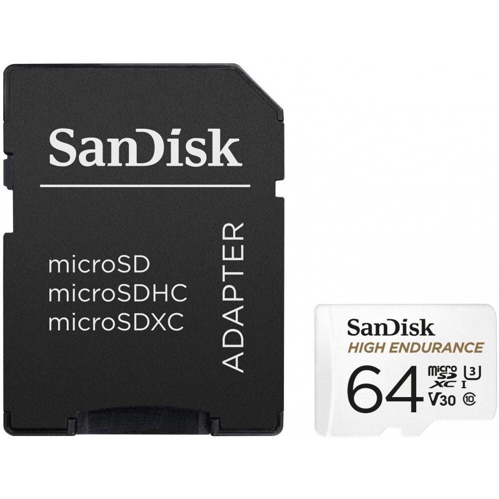 Карта памяти 64Gb MicroSD SanDisk High Endurance + SD адаптер (SDSQQNR-064G-GN6IA)