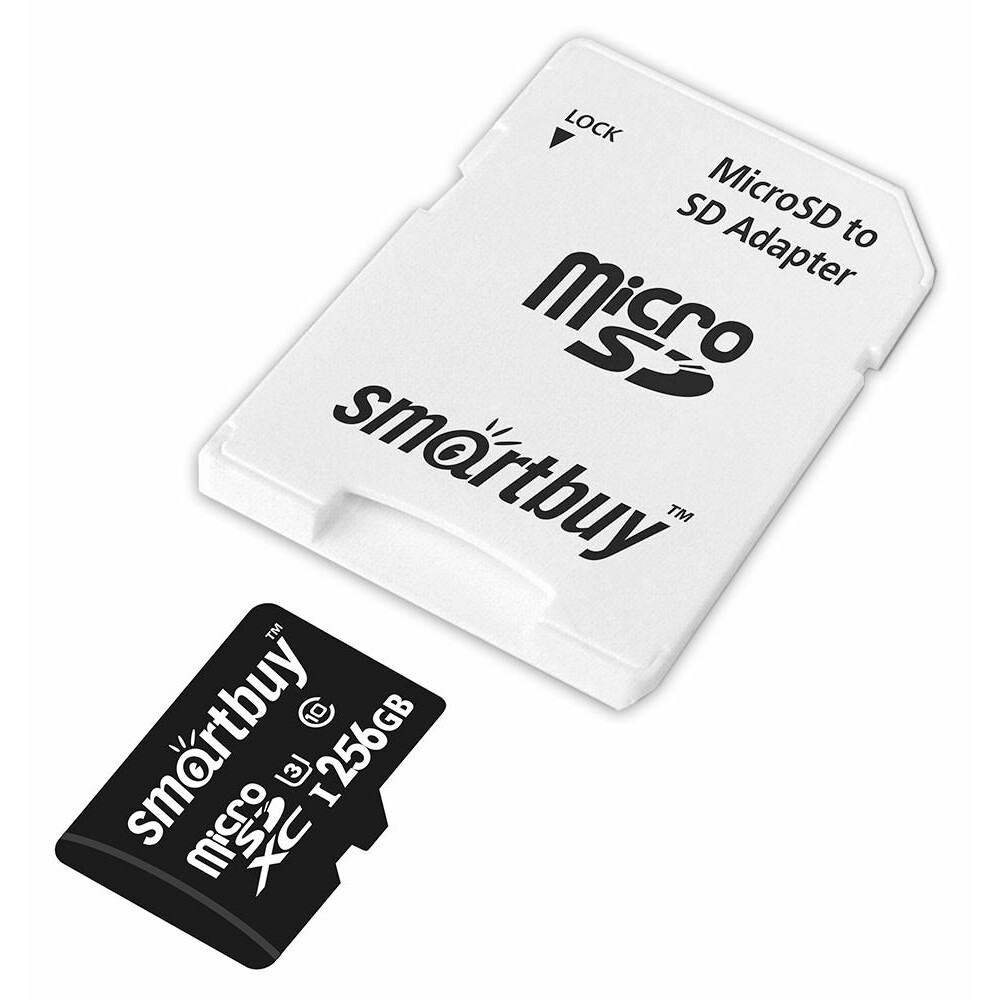 Карта памяти 256Gb MicroSD SmartBuy + SD адаптер (SB256GBSDCL10U3-01)
