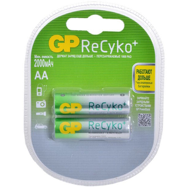 Аккумулятор GP ReCyko+ (AA, 2000mAh, 2 шт.) - 210AAHCB-2CR2